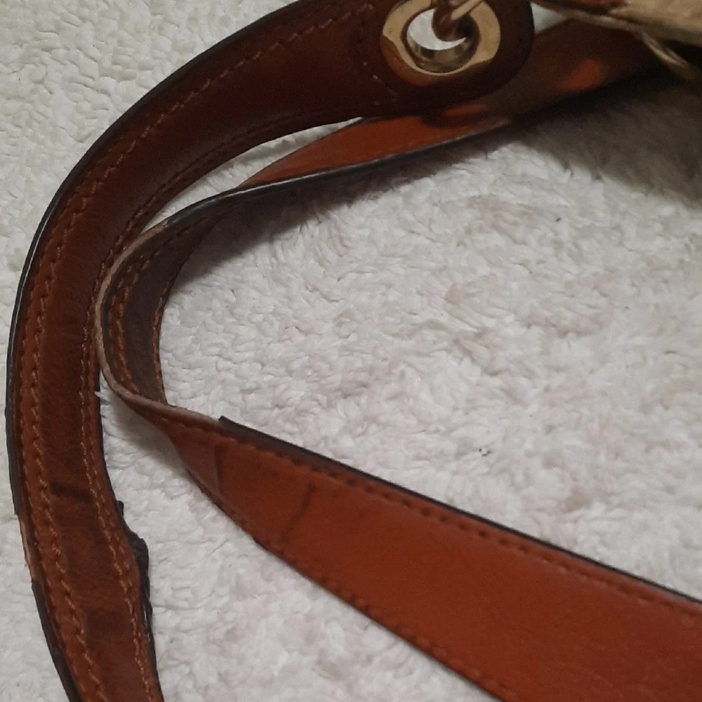 Michael Kors Cream and Brown Shoulder Bag